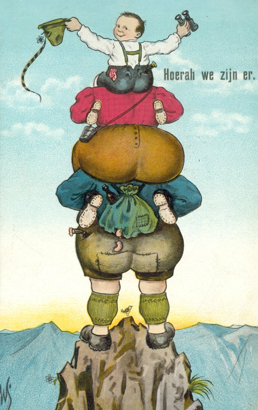 Hurra, ¡hemos llegado! (litografía en color) de Dutch School