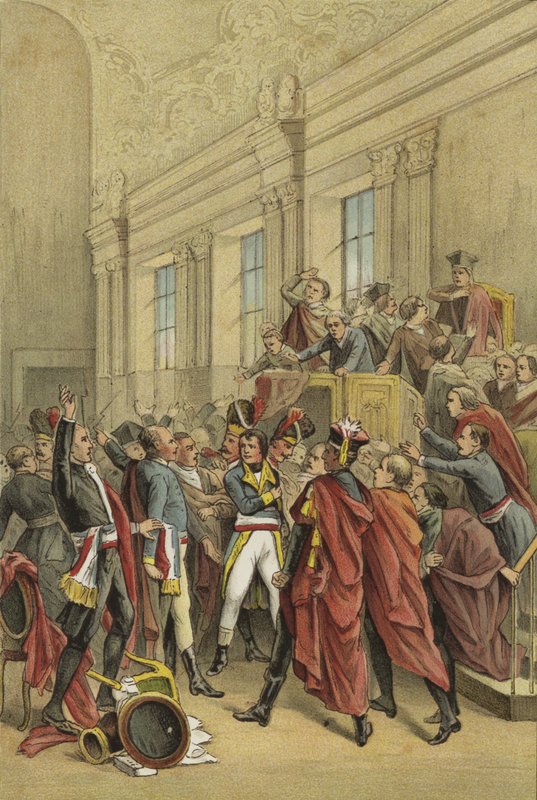Napoleón expulsando al Consejo de los Quinientos de sus cámaras, Golpe de Estado del 18 de Brumario, 1799 de Dutch School