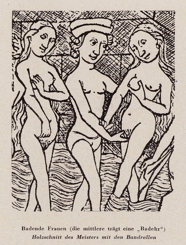 Mujeres bañándose (grabado en madera) de Dutch School