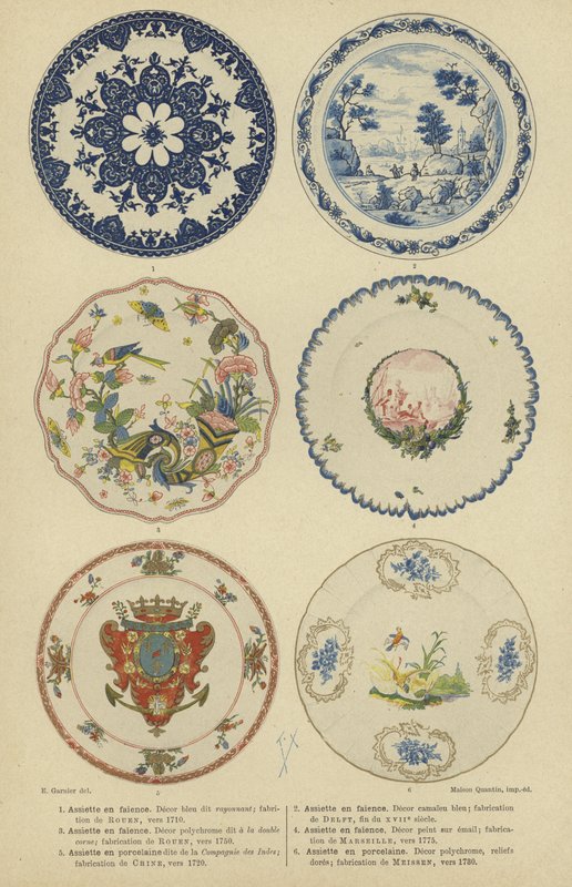 Platos de loza y porcelana, siglos XVII y XVIII de E. Garnier