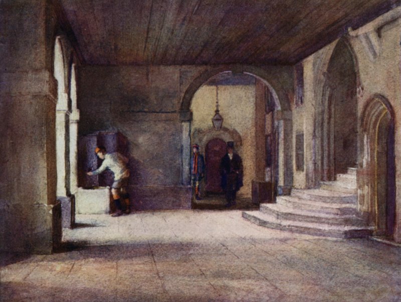 Eton: The Cloisters (litografía en color) de E. D. Brinton