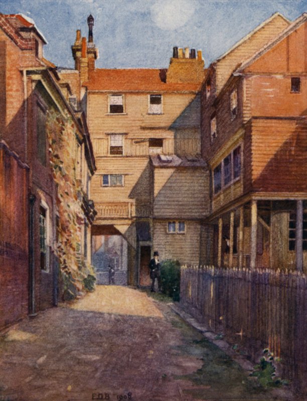 Eton: The Old Christopher Yard (litografía en color) de E. D. Brinton