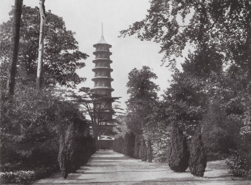 Jardines de Kew, hacia 1900 (foto en blanco y negro) de E. J. Wallis