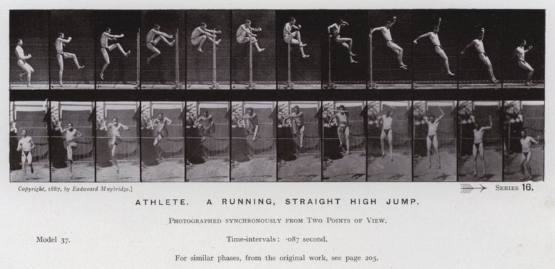 La figura humana en movimiento: Atleta, salto alto en carrera recta de Eadweard Muybridge