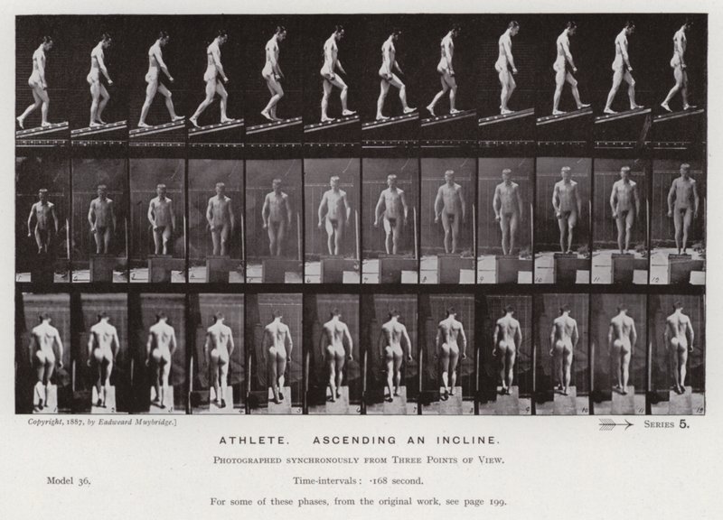 La figura humana en movimiento: Atleta, subiendo una pendiente de Eadweard Muybridge