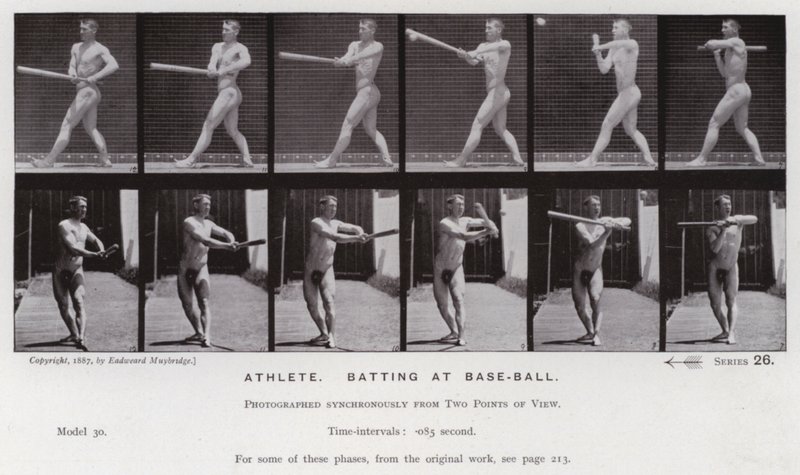 La figura humana en movimiento: Atleta, bateando en béisbol de Eadweard Muybridge