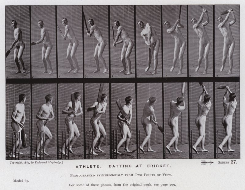 La figura humana en movimiento: Atleta, bateando en cricket de Eadweard Muybridge