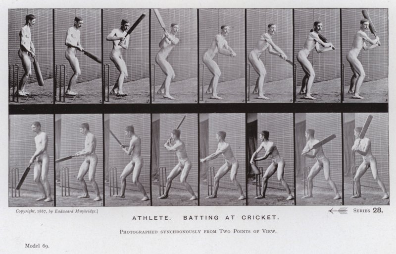 La figura humana en movimiento: Atleta, bateando en cricket de Eadweard Muybridge