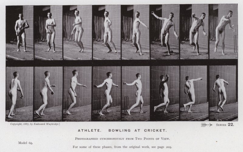 La Figura Humana en Movimiento: Atleta, lanzando en cricket de Eadweard Muybridge
