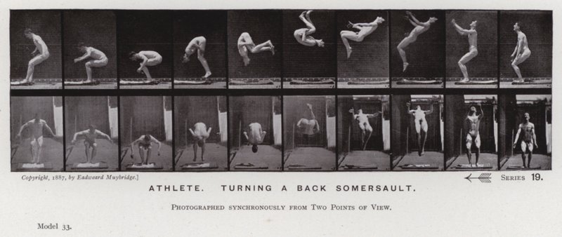 La figura humana en movimiento: Atleta, haciendo un salto mortal hacia atrás de Eadweard Muybridge
