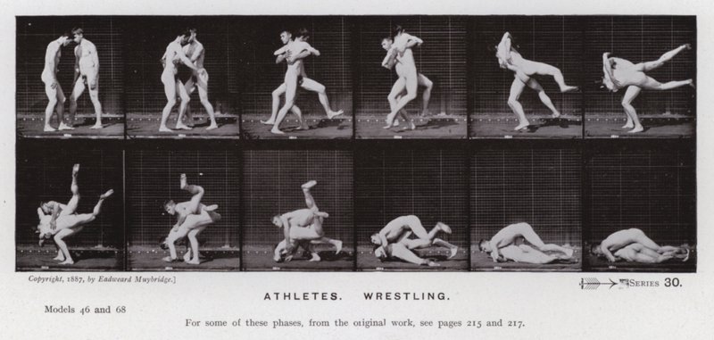 La Figura Humana en Movimiento: Atletas, Luchando de Eadweard Muybridge