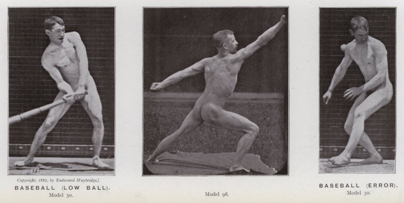 La figura humana en movimiento: béisbol, bola baja; béisbol, error de Eadweard Muybridge