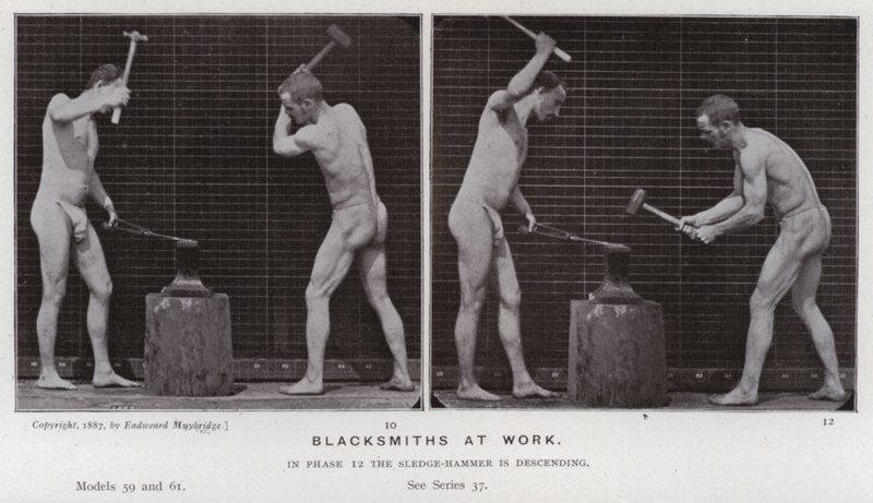 La figura humana en movimiento: Herreros trabajando de Eadweard Muybridge