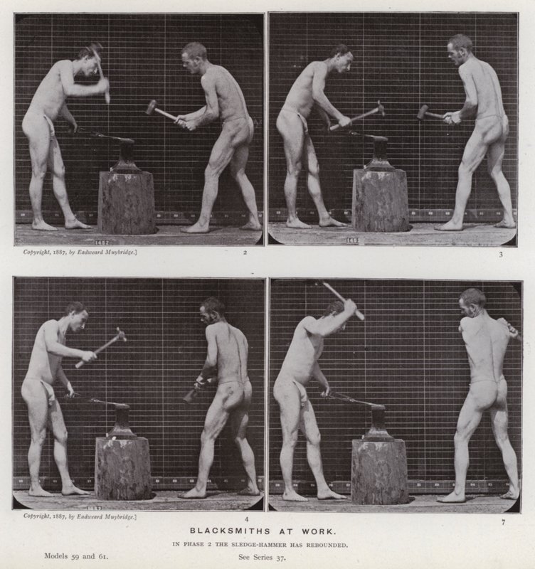 La figura humana en movimiento: Herreros trabajando de Eadweard Muybridge