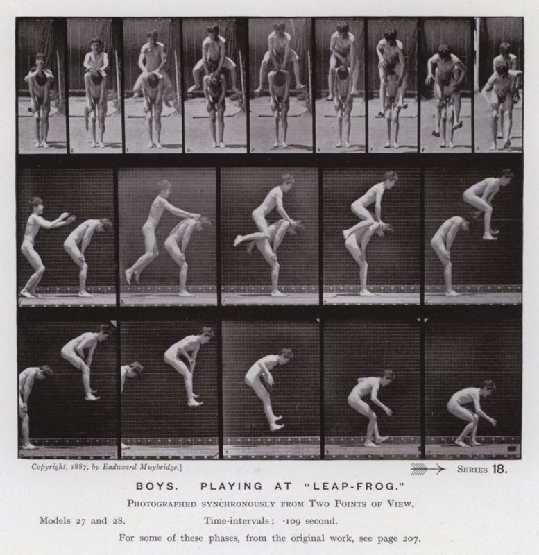 La figura humana en movimiento: Niños, jugando a "Saltar la rana" de Eadweard Muybridge