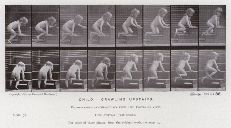 La Figura Humana en Movimiento: Niño, Gateando Escaleras Arriba de Eadweard Muybridge