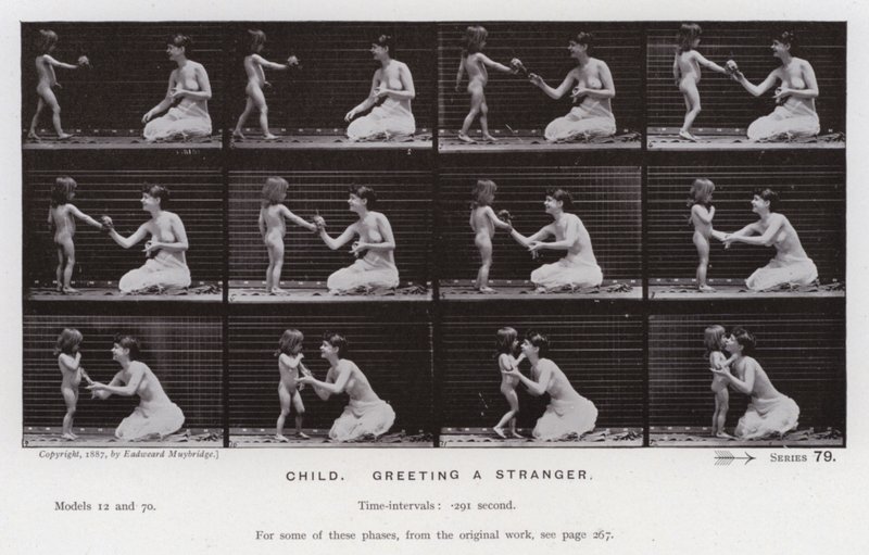 La Figura Humana en Movimiento: Niño, saludando a un extraño de Eadweard Muybridge