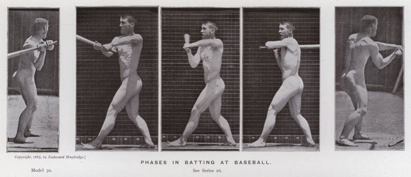 La figura humana en movimiento: fases en el bateo en béisbol de Eadweard Muybridge