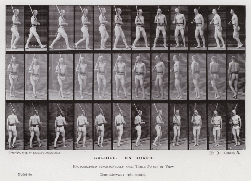 La figura humana en movimiento: Soldado, de guardia de Eadweard Muybridge