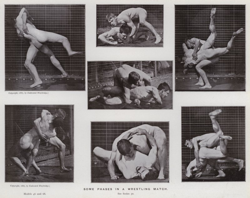 La figura humana en movimiento: Algunas fases en un combate de lucha de Eadweard Muybridge