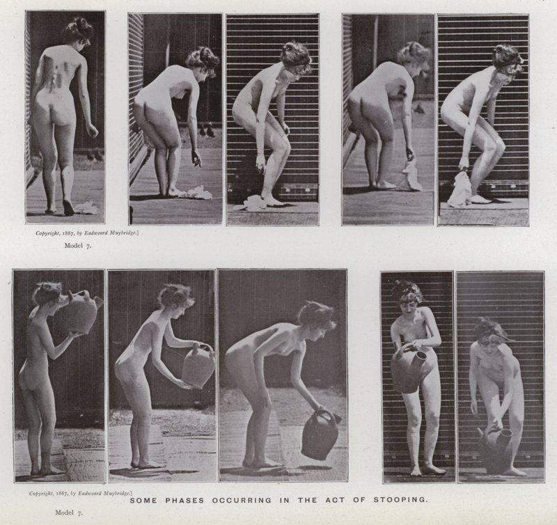 La figura humana en movimiento: Algunas fases en el acto de agacharse de Eadweard Muybridge