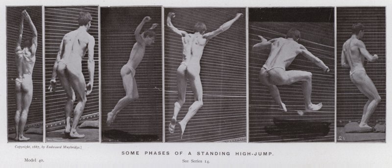 La figura humana en movimiento: Algunas fases de un salto alto de pie de Eadweard Muybridge