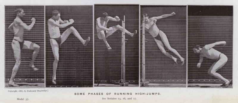La figura humana en movimiento: Algunas fases de saltos altos corriendo de Eadweard Muybridge