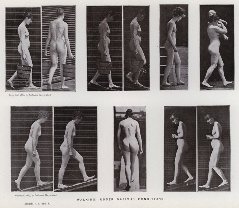 La figura humana en movimiento: Caminando, bajo varias condiciones de Eadweard Muybridge