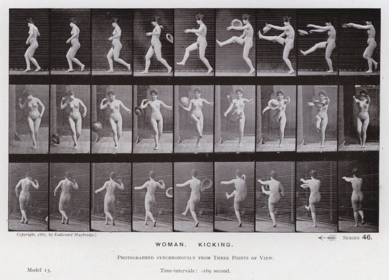 La Figura Humana en Movimiento: Mujer, pateando de Eadweard Muybridge