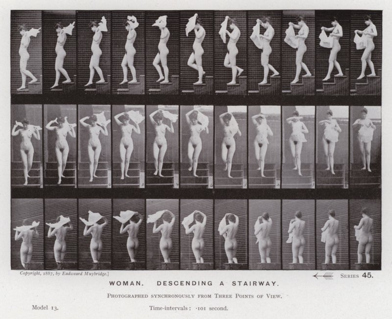 La figura humana en movimiento: Mujer, bajando una escalera de Eadweard Muybridge