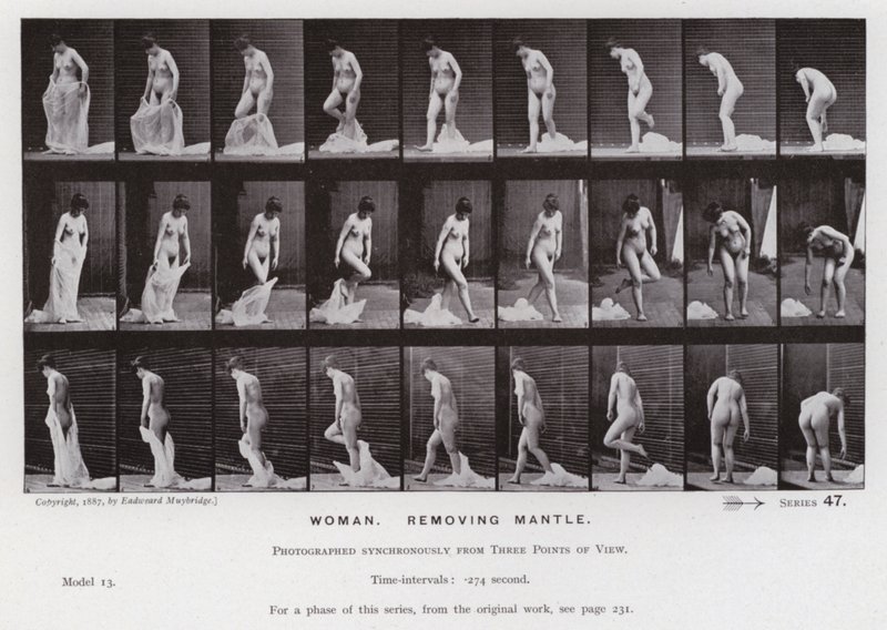 La Figura Humana en Movimiento: Mujer, quitándose el manto de Eadweard Muybridge