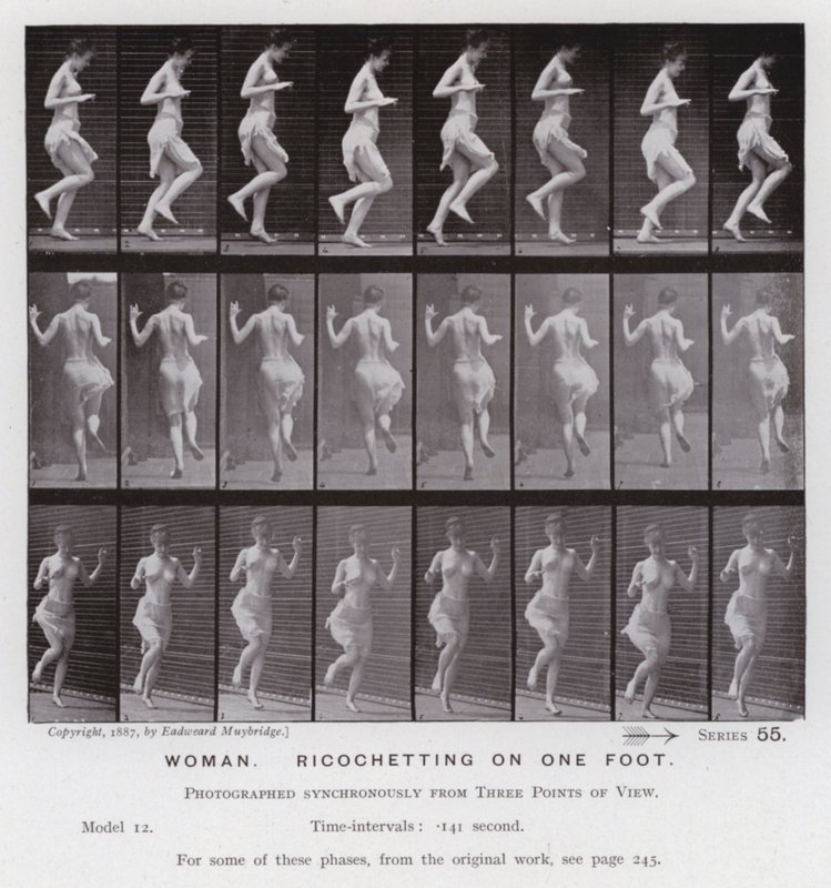 La Figura Humana en Movimiento: Mujer, Rebotando en un Pie de Eadweard Muybridge