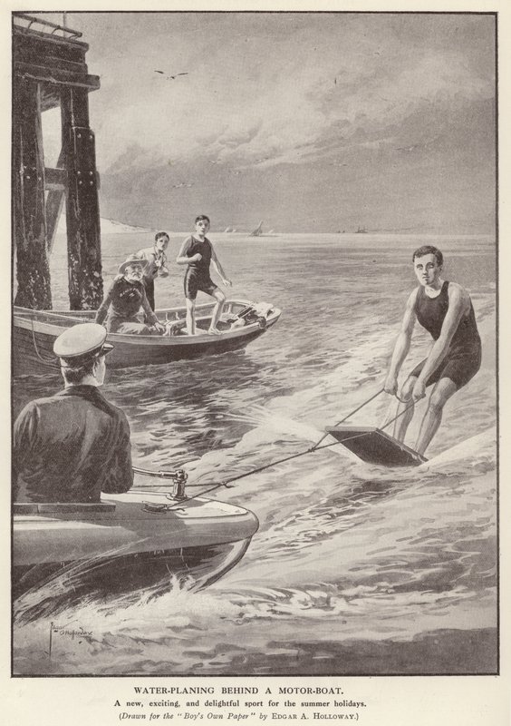 Esquí acuático detrás de un bote a motor de Edgar Alfred (after) Holloway