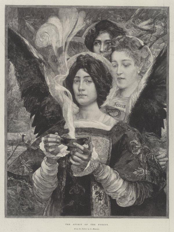 El espíritu del bosque (grabado) de Edgar Maxence