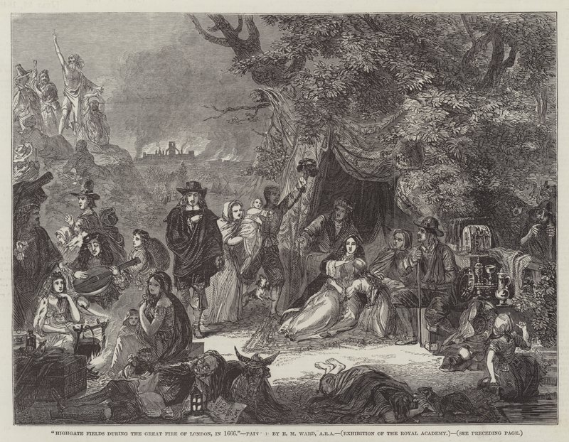Campos de Highgate durante el Gran Incendio de Londres, en 1666 de Edgar Melville Ward