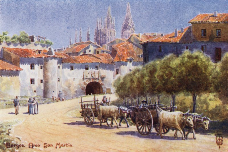 Norte de España: Burgos, Arco San Martín (litografía en color) de Edgar T. A. Wigram