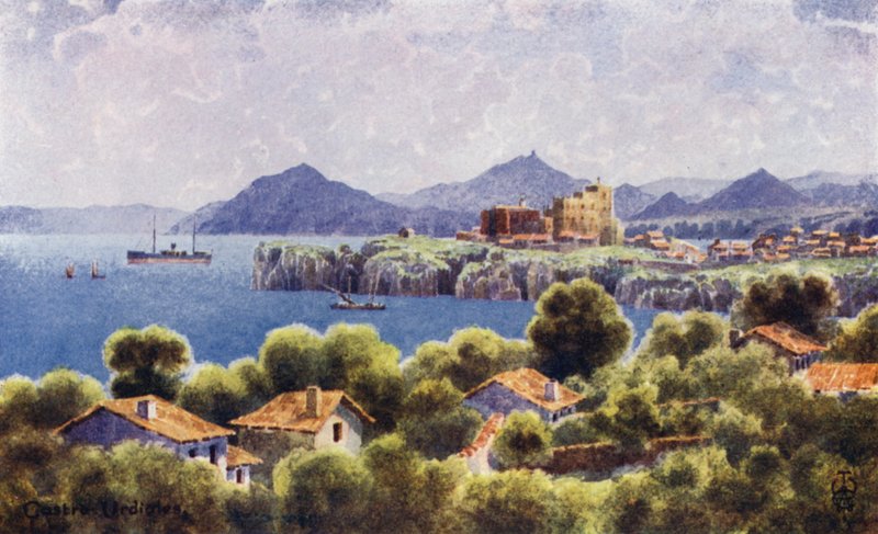 Norte de España: Castro Urdiales, La costa de Bilbao (litografía en color) de Edgar T. A. Wigram