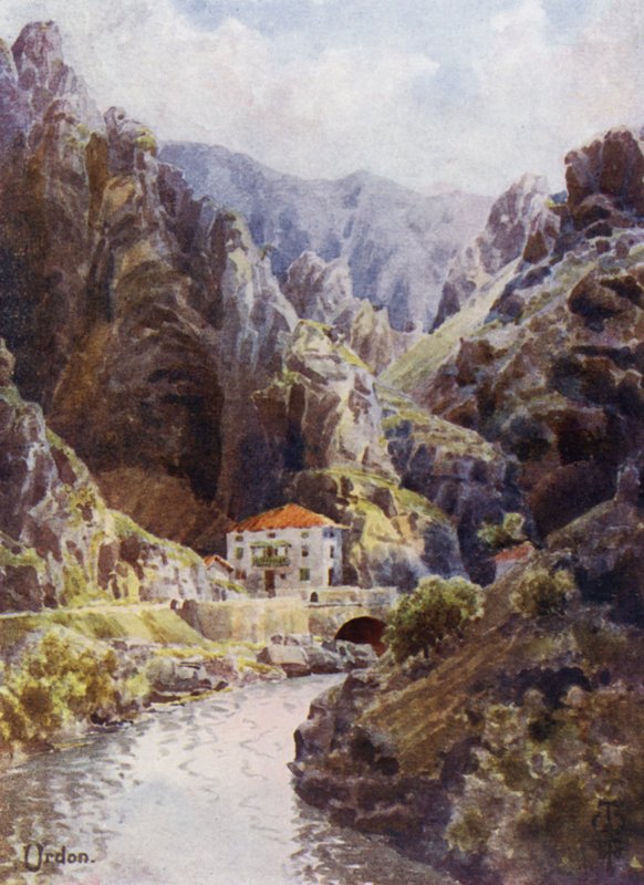 Norte de España: El desfiladero de Deva, Urdón (litografía en color) de Edgar T. A. Wigram