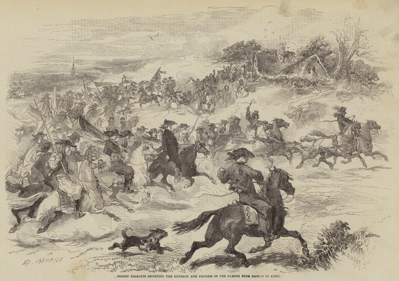 Campesinos Bretón escoltando al Emperador y la Emperatriz de Francia de Daolas a Favu de Edmond Morin