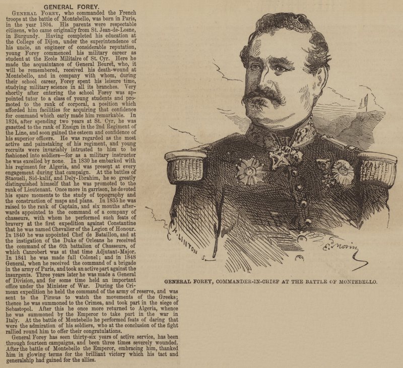 El General Forey, Comandante en Jefe en la Batalla de Montebello de Edmond Morin