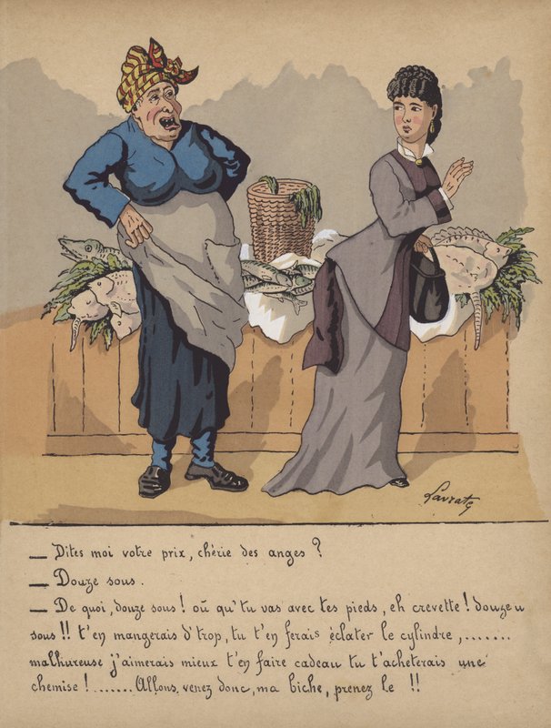 Conversación en un puesto de pescadería de Edmond Lavrate