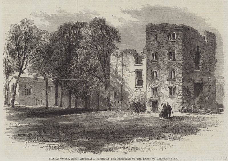 Castillo de Dilston, Northumberland, antigua Residencia de los Condes de Derwentwater de Edmund Morison Wimperis