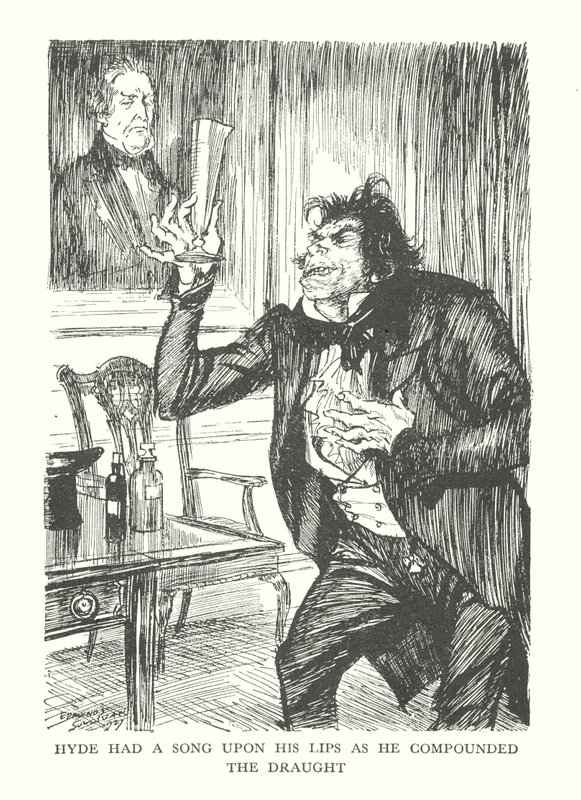 Ilustración para El extraño caso del Dr. Jekyll y el Sr. Hyde de R L Stevenson (litografía) de Edmund Joseph (after) Sullivan