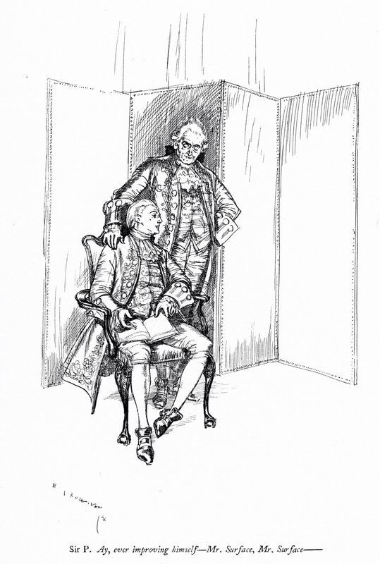 Ilustración para La Escuela del Escándalo de Sheridan (grabado) de Edmund Joseph (after) Sullivan
