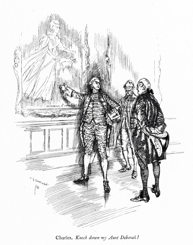 Ilustración para La Escuela del Escándalo de Sheridan (grabado) de Edmund Joseph (after) Sullivan