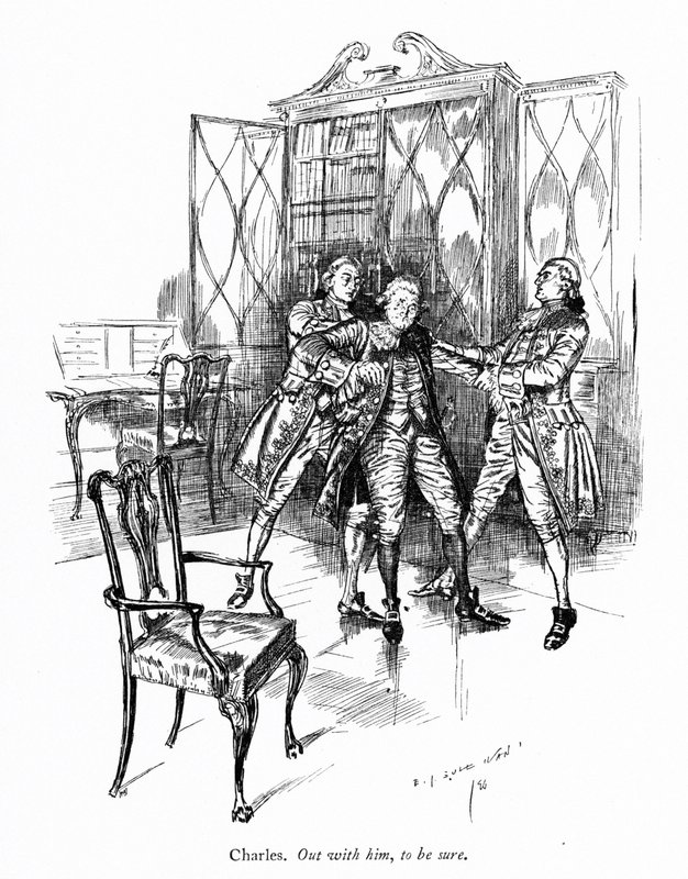Ilustración para La escuela del escándalo de Sheridan de Edmund Joseph (after) Sullivan
