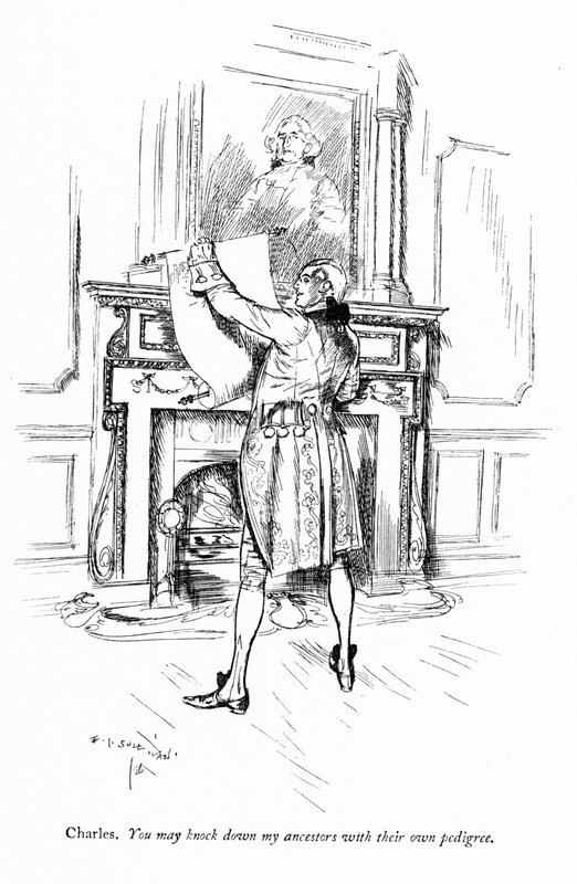 Ilustración para La escuela del escándalo de Sheridan de Edmund Joseph (after) Sullivan