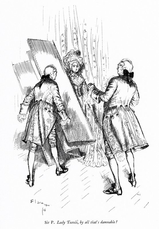 Ilustración para La Escuela del Escándalo de Sheridan de Edmund Joseph (after) Sullivan