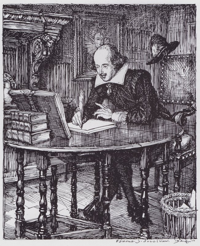 Shakespeare en su estudio de Edmund Joseph (after) Sullivan