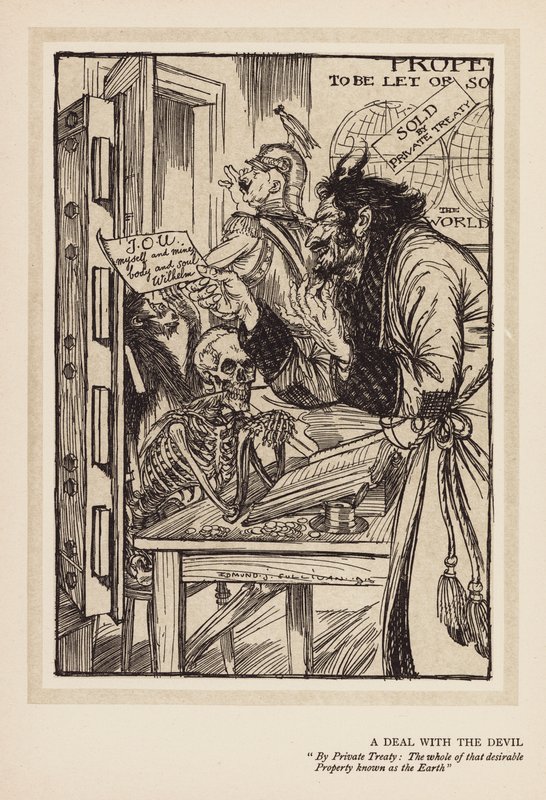 La guirnalda del Kaiser: Un trato con el diablo (litografía) de Edmund Joseph (after) Sullivan